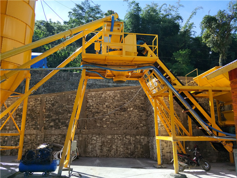 90m3/h dry mix concrete batching plant in Indonesia