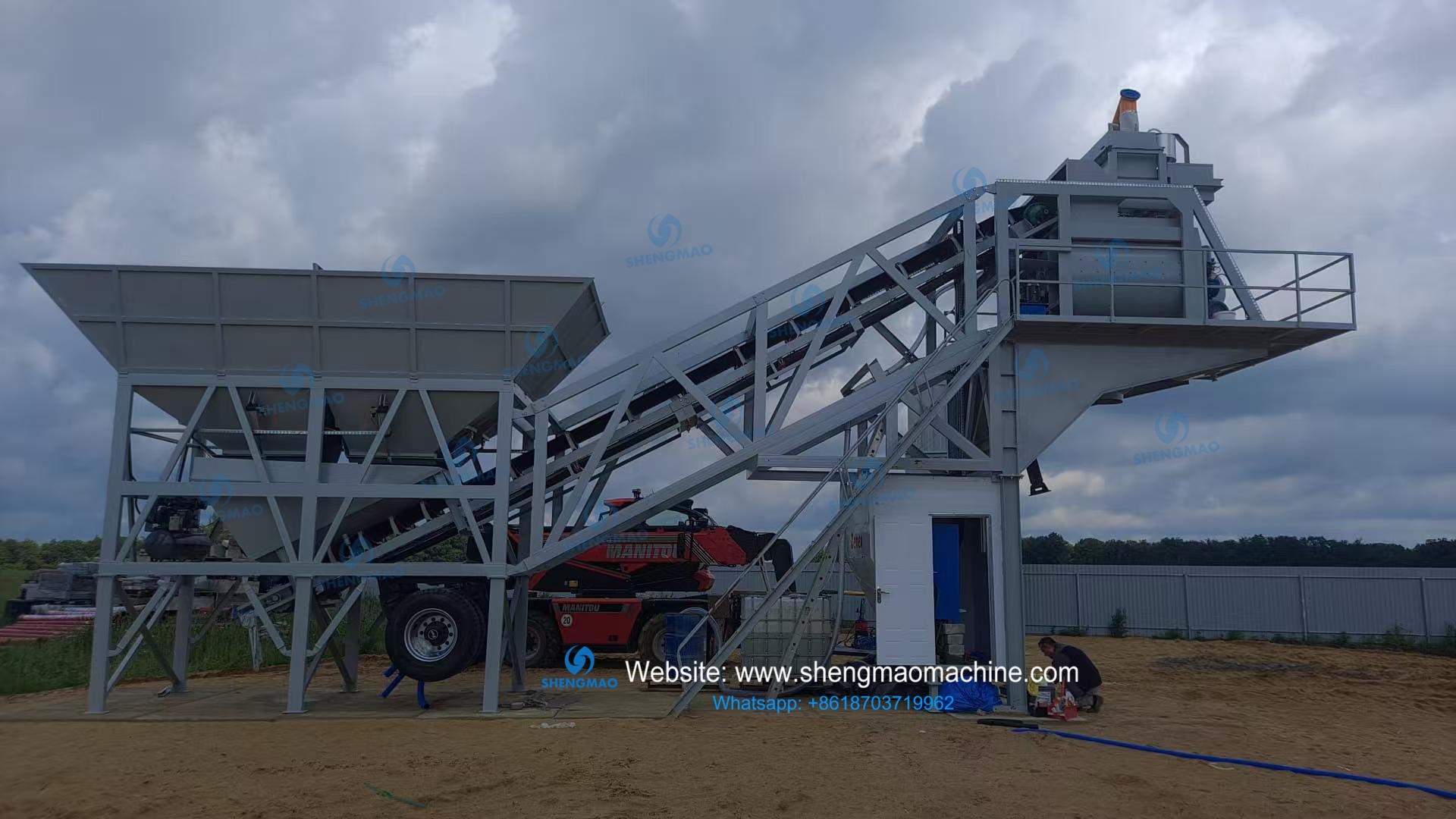 YHZS60 mobile concrete batching plant delivered to Poland