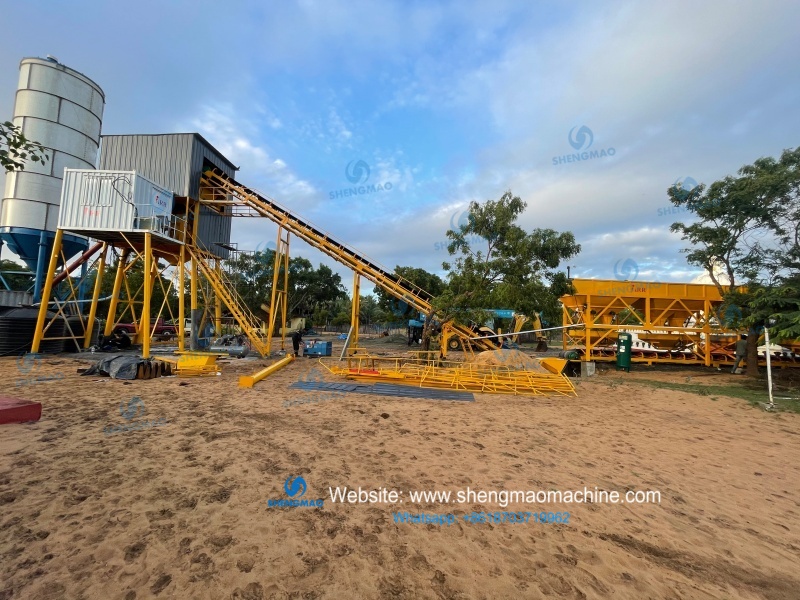 HZS60 concrete batching plant in Sri Lanka