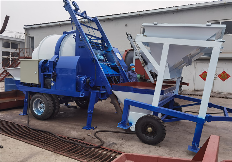 concrete mixer with pump and aggregate scales